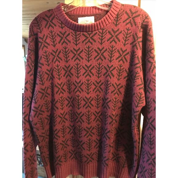 Alps Vintage Men’s M Red Geometric Long Sleeve Pullover Cotton Sweater - Picture 9 of 16